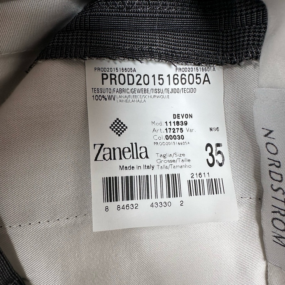 Zanella Dress Pants Mens Size 35x30 Gray Plaid Wool Italy Made City Business - Picture 8 of 8